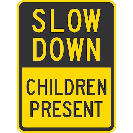 Lyle Slow Down Children Present, 18x24, High Intensity Prismatic, Yellow G-10399-HI_18x24