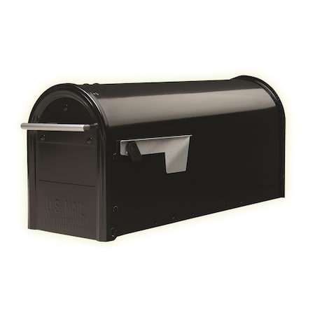 Gibraltar Architectural Mailboxes Franklin Contemporary Galvanized Steel Post Mount Black Mailbox FM110BAM