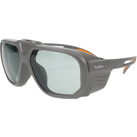 Bouton Optical Flip-Up Safety Glasses w/Gray Shade 1.7 IR Outer Lens, Gray/Orange Frame, and Anti-Scratch Coating 250-44-0G17