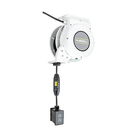 Hubbell Wiring Device-Kellems ExtensionCordReel, White, 25ft, 12AWG HBLM45123GF220M1