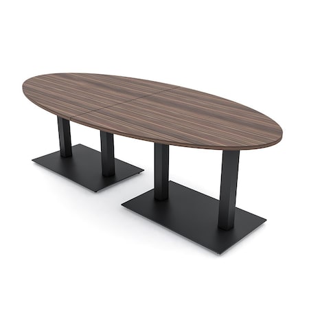 Skutchi Designs Oval Conference Table With Power Unit, 48 in W, 96 in L, Brown HAR-OVL-48X96-DOU.BK-H3041-NA