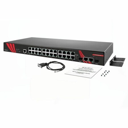 Antaira 26-Port Industrial PoE+ Gigabit Managed Ethernet Switch, w/24-10/100/1000Tx RJ45 (30W/Port) LMP-2602G-SFP-T