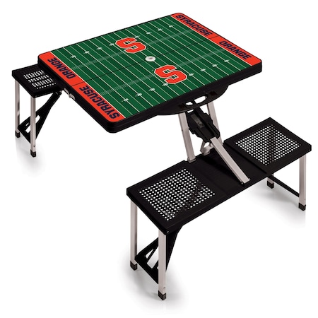 Picnic Time Family Of Brands Syracuse Orange - Football Field - Picnic Table Portable Folding Table, Black 811-00-175-545-0