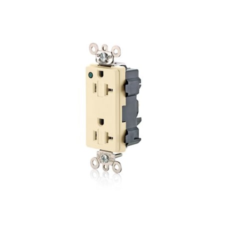 Leviton Extra Heavy Duty Hospital Grade Decora Receptacle, 20 Amp, 125 Volt M1636-PLI