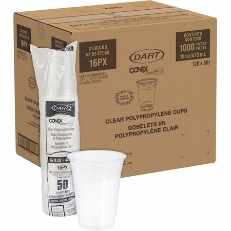 Dart Disposable Cold Cup 16 oz. Clear, Plastic, Pk1000 16PX