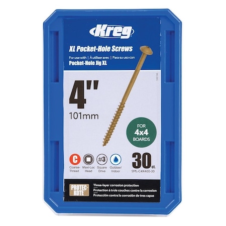 Kreg SCREW POCKET-HOLE XL 4IN SML-C4X400-30