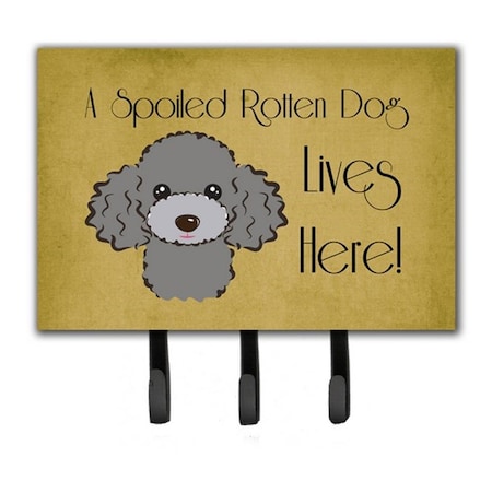Carolines Treasures Silver Gray Poodle Spoiled Dog Lives Here Leash and Key Holder BB1507TH68