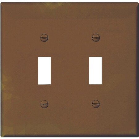 Eaton Wiring Devices Wallplate, 4-7/8 in L, 4.94 in W, 2 -Gang, Polycarbonate, Brown, High-Gloss PJ2B