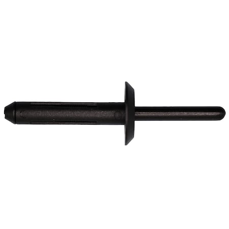 Auveco Nylon Rivet 1/4in Hole Diameter 5/16in-15/32in Grip Black, 25PK 17101
