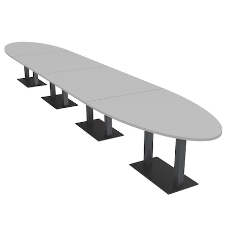 Skutchi Designs Oval Conference Table With Power, 48 in W, 264 in L, Grey HAR-OVL-48X264-DOU.BK-U779-NA