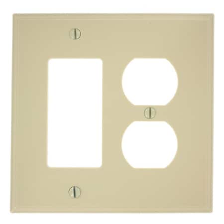 Leviton Combination Wallplate, Midway Size, Gang 2, Ivory PJ826-I