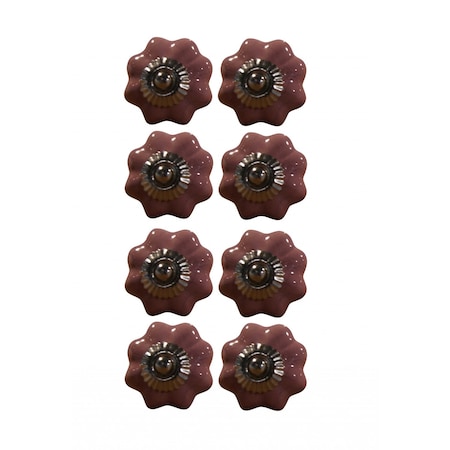 Homeroots 1.5" X 1.5" X 1.5" Glossy Pink Silver And Red Knobs, 8PK 321654