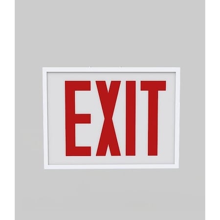Keystone Exit Sign | Steel | Chicago Compliant | Style 1 | White Color | Single Facing | Red Lettering| Surfa KT-EX-STCH1-WH1RL-SU