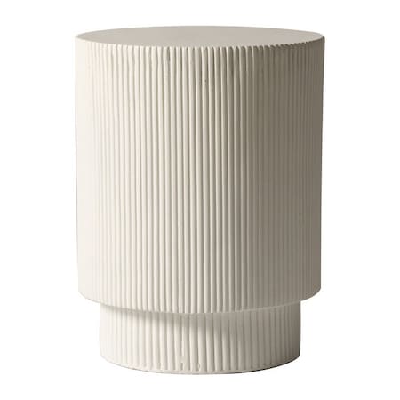 Leisuremod Eden 14 in Round Stone Side Table, Weatherproof Pedestal Base, Fully Assembled EST14W