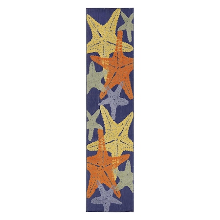 Homeroots 6' Blue Yellow And Orange Starfish Indoor Outdoor Runner Rug 546867