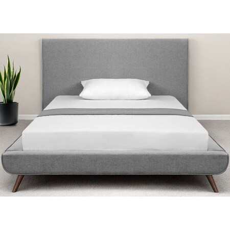 Homeroots Gray Solid Wood Full Upholstered Linen Bed 544941
