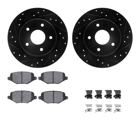 Dynamic Friction Co DFC Rotors-Drilled & Slotted-Black w/ EURO 5000 Ceramic Brake Pads Incl Hdw 8612-40001