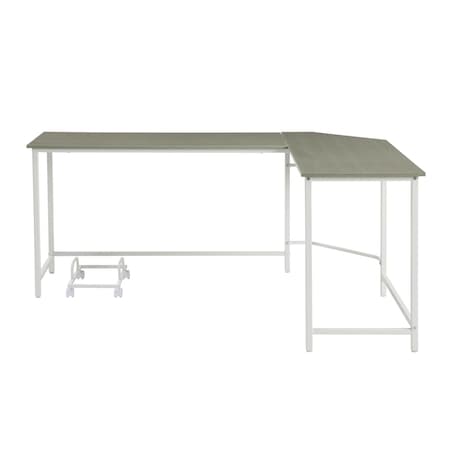 Homeroots 66" Gray and White L Shape Computer Desk 491513