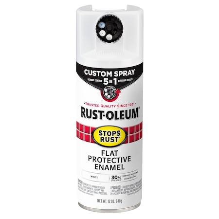 Rust-Oleum Rust Preventative Spray Paint, White, Flat, Solvent, 12 Oz 376856
