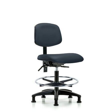 Blue Ridge Ergonomics Chair, Vinyl, Med Bench, Tilt CF Glides, Nav, No Arms, 22" to 29" Height, Imperial Blue BR-VMBCH-RG-T1-A0-CF-RG-8582