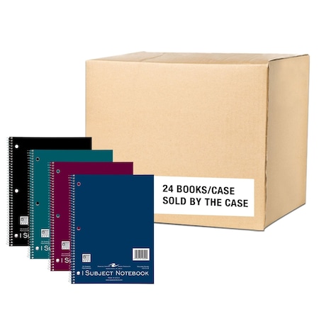 Roaring Spring Case of Wirebound Notebooks, 10.5"x8", 1 Sub, 120 sht, Asstd. Cover Colors, College Ruled w/Margin, PK24 10322CS