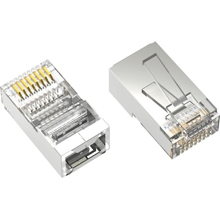 Axiom RJ45 Cat.5e Shielded Plug, Solid/Stranded Wire, 50 Micron, 100-Pack - 100 - Shielding - Clear RJ45C5SS100-AX