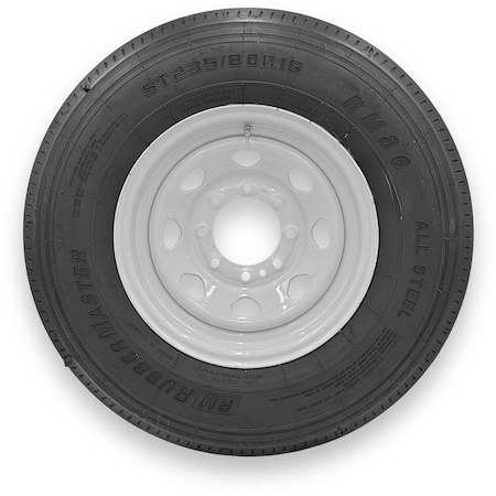 Rubbermaster - Steel Master ST235/80R16 14 Ply 8 On 6.5 Bolt, White Wheel Assemblies 599369