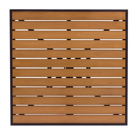 Bfm Seating Longport 32x32 Synthetic Teak Table Top - Black Powder Coat Frame - Umbrella Hole Optional PH3232TKBLU