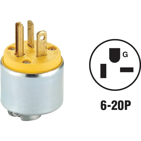 Leviton 20A 250V 3-Wire 2-Pole Armored Cord Plug 000-620PA