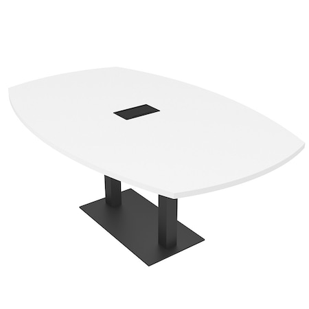 Skutchi Designs Arc Boat Conference Table, 45 in W, 72 in L, White HAR-ABOT-48x72-DOU.BK-W960-EBLK