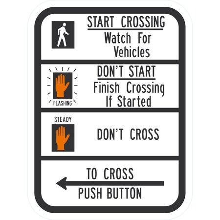 Lyle Start Crossing Watch For Vehicles, (hand symbols), 9x12, Engineer Grade, White G-17515-EG_9x12