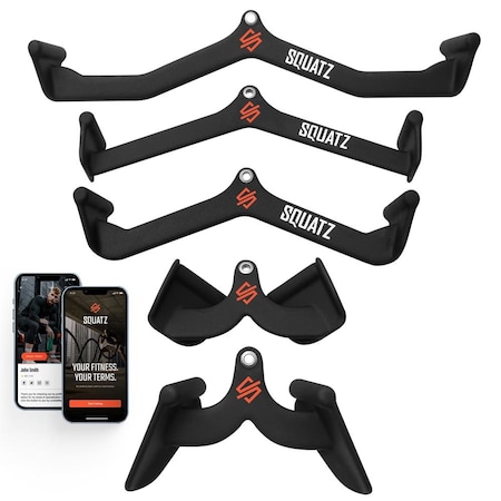 Squatz Lat Pulldown Attachments, T-bar, V-bar, Pulley Cable Attachments, Bicep Curl, Tricep Lat pulldown SQTBS1