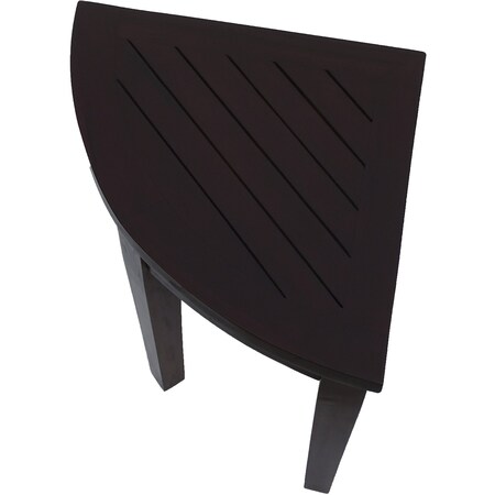 Homeroots Compact Teak Corner Shower Or Outdoor Bench With Shelf In Brown Finish 376684