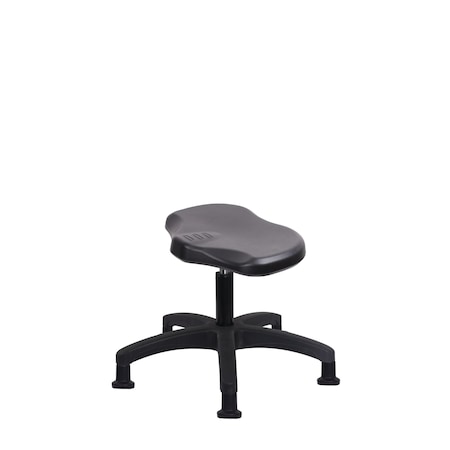 Blue Ridge Ergonomics Polyurethane Ray Stool - Desk Height with Stationary Glides in Black Polyurethane PRPDHSL-RG-RG-BLK