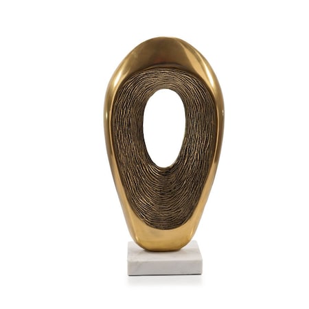 Homeroots 16" Gold And White Aluminum And Marble Abstract Tabletop Sculpture 628142