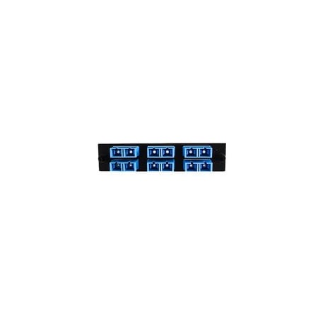 Cable Wholesale LGX Compatible Adapter Plate featuring a Bank of 6 Singlemode Duplex SC Connectors in Blue for 68F3-01060