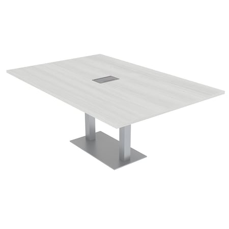 Skutchi Designs Rectangle Conference Table With Power Unit, 48 in W, 84 in L, White HAR-REC-48X84-DOU-WA7976-ESIL