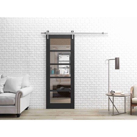 Sartodoors Sturdy Barn Door Black Solid Core Modern Interior QUADRO4522BD-S-BLK-18
