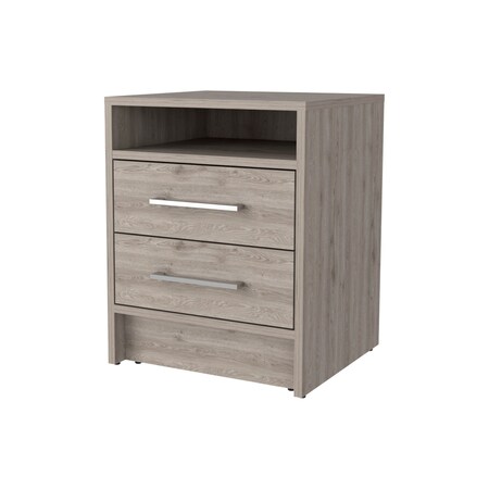 Homeroots 20" Light Gray Wood Two Drawer Nightstand 534898