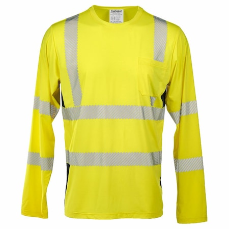 J. J. Keller & Associates Cooling High Visibility Long Sleeve T-Shirt, Wicking, ANSI Class 3, Side Vents, 4XL, SAFEGEAR 74978