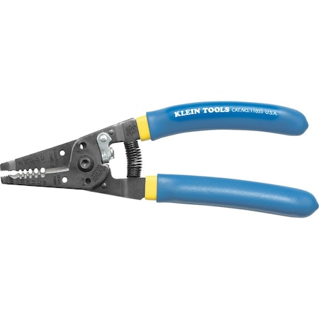 Klein Tools Solid & Stranded Copper Wire Stripper & Cutter, 10-18 AWG Solid, 12-20 AWG Stranded, 7-1/8 in, Blue 11055