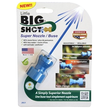 Little Big Shot LittleBigShot Adjustable Twist Hose Nozzle, 3/4 in, GHT, Polyketone, Blue LBS-151