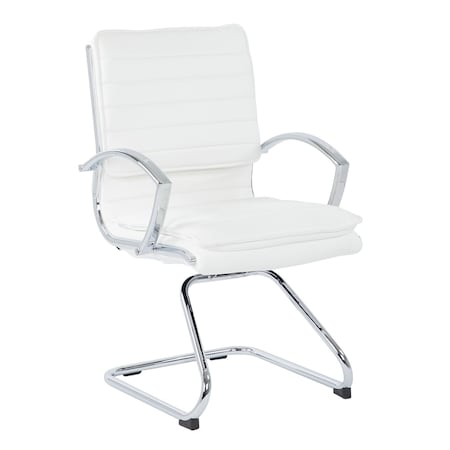 Office Star Products SPX Guest Faux Leather Chair, White SPX23595C-U11