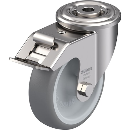 Blickle SS, Kingpin Swivel Caster, TPR, 4", Brake LEXR-TPA 102G-FI