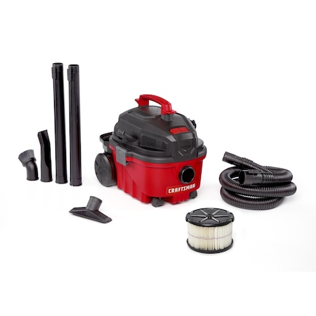 Craftsman 4 Gallon 5.0 Peak HP Wet/Dry Vac, Portable Shop Vacuum with Attachments CMXEVBE17040