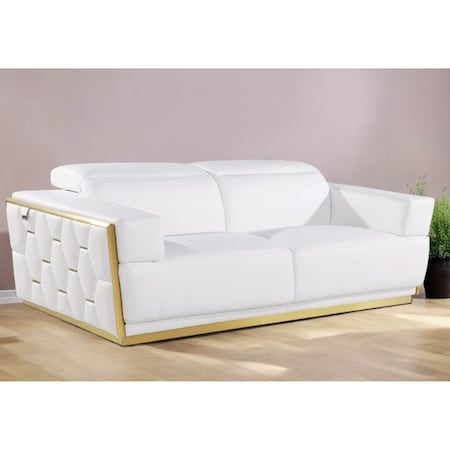Homeroots 89" White And Silver Leather Sofa 551594