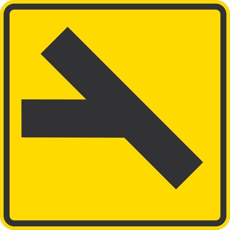 Lyle Side Road on Left (symbol), 36x36, High Intensity Prismatic, Yellow G-16285-HI_36x36