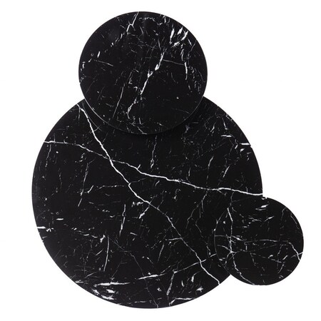 Homeroots 43" Black Faux Marble And Metal With Iron Round Coffee Table 402144