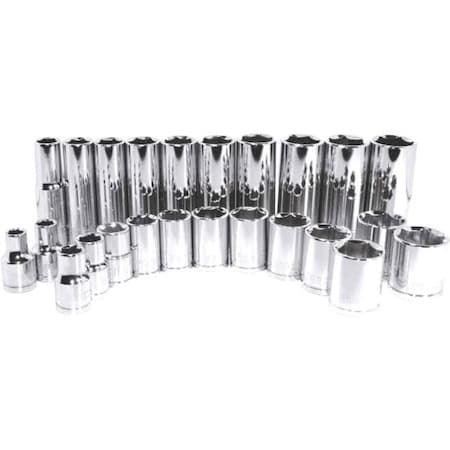 K-Tool International 3/8" Drive, 13mm Metric Socket, 6 Points, Chrome, Stan, 6 pt., 3/8"Drive, 13mm KTI-27113