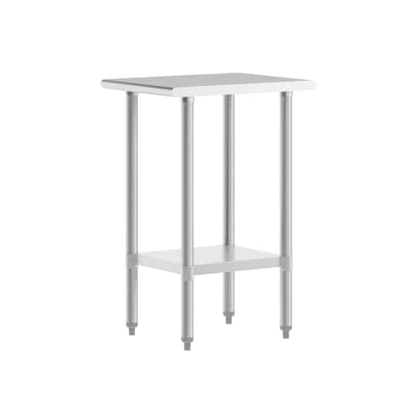 Flash Furniture Reese 24x18 Portable Work Table, Stainless Steel Top Shelf and Adjstbl Glvnzd Steel Undershelf NH-WT-2418-GG